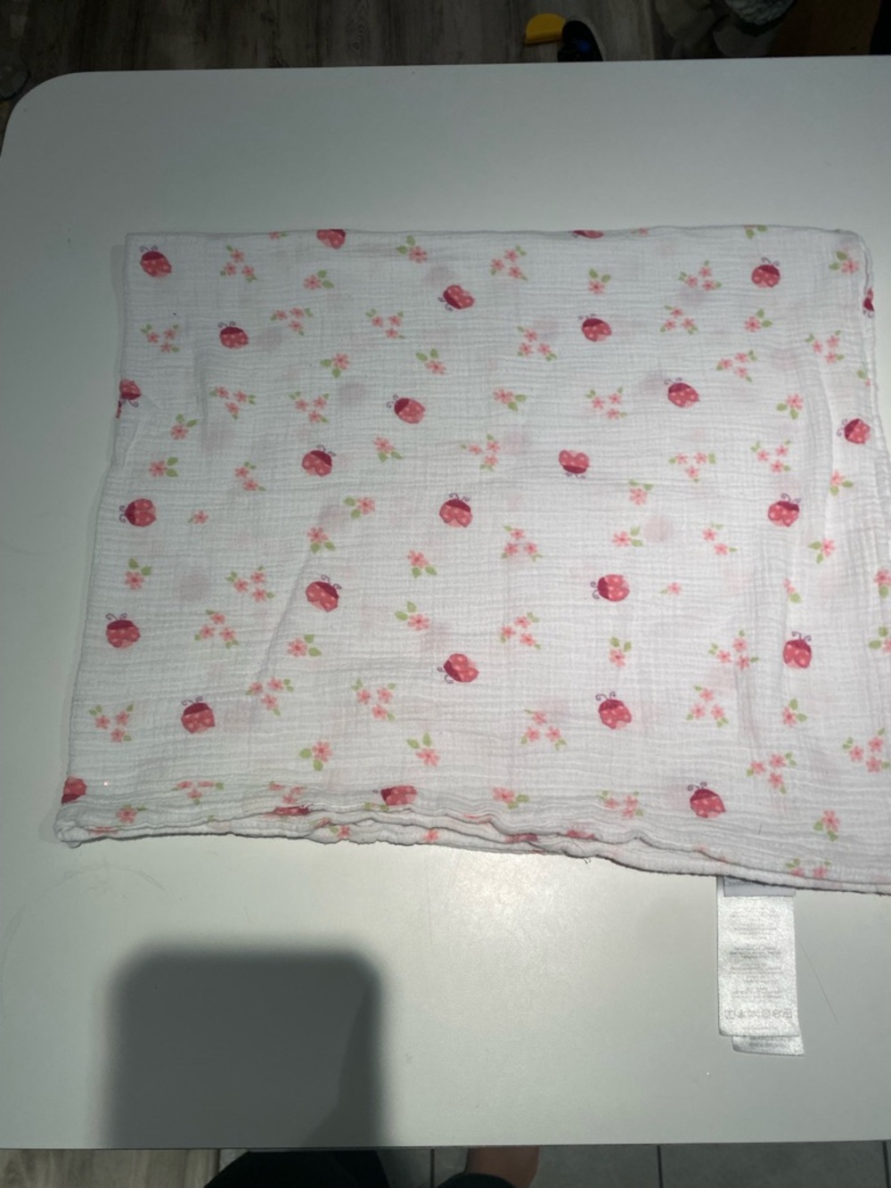 3 for $10- SwaddleMe White Muslin 100% cotton Blanket Ladybug